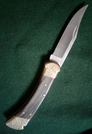Vintage Buck 110 Folding Knife Usa Engraved Brass Knives Jackknife Lock Blade
