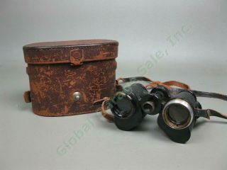 Vintage Carl Zeiss Jena Turol 4x Compact Binoculars W/ Leather Case 1063228 Nr
