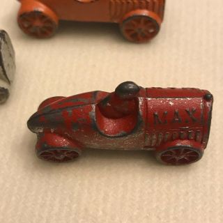 3 Vintage Miniature cast iron toy cars with driver: Ford,  Dodge & MAX 2