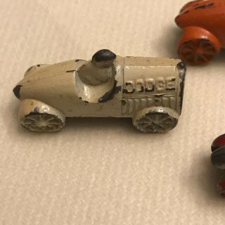 3 Vintage Miniature cast iron toy cars with driver: Ford,  Dodge & MAX 3