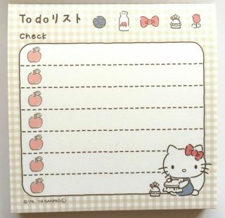 Lovely Sanrio Character Hello Kitty Mini Memo Pad 100 To Do List MADE IN JAPAN 2