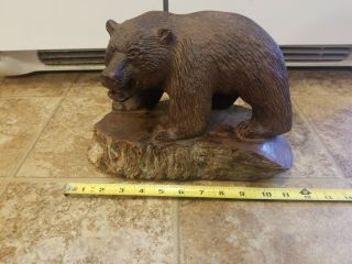 Large Wooden Solid Wood Hand Carved Brown Bear Figure Statue Figurine