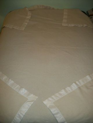 Vtg Faribo 100 Wool King Blanket - Ivory - Machine Wash 108x88 - 4 Sided Satin Ends