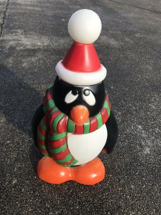 Vtg General Foam 28 " Chilly Willy Penguin Light Up Christmas Blow Mold W/ Tags