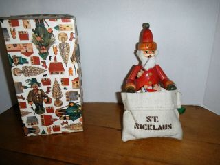 Vintage Erzgebirge Expertic German Wood Smoker Santa W/toys 8 " Tall C1989,  Box