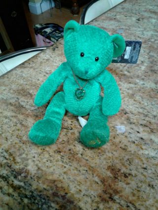 Russ Bears Of The Month May Kelly Green Bear With Emerald Pendant