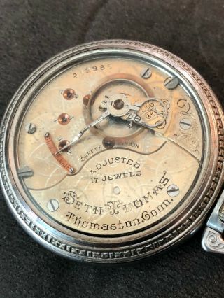 Antique Seth Thomas Pocket Watch Nickel 17 Jewels Cir.  1890 Salesman Sample Case