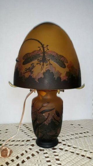 Galle TIP Cameo Lamp - Dragonfly & Floral Pattern 2