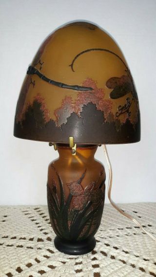 Galle TIP Cameo Lamp - Dragonfly & Floral Pattern 3