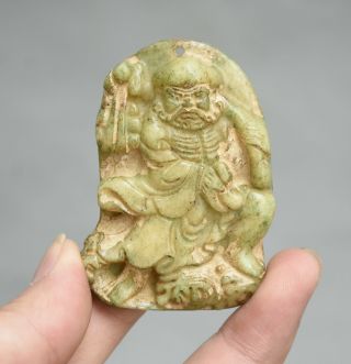2.  4 " Old Chinese Ancient Jade Stone Arhat Damo Dharma Buddha Pendant Amulet