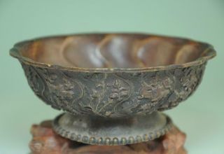 Old Chinese Pure Bronze Copper Handmade Statue Dynasty Palace Tea Cup Bowl Ad02b