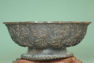 Old Chinese Pure Bronze Copper handmade Statue Dynasty Palace Tea cup Bowl Ad02B 2