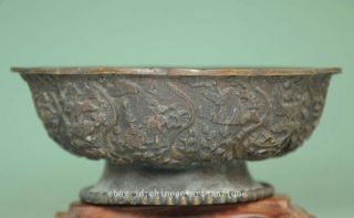 Old Chinese Pure Bronze Copper handmade Statue Dynasty Palace Tea cup Bowl Ad02B 3