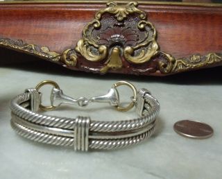 Vintage Sterling Silver Native American Very Heavy Horse Shoe Cable Bracelet