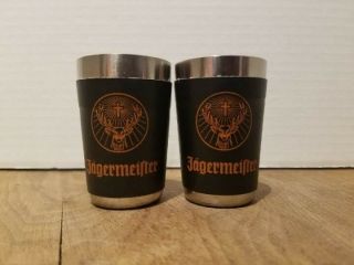 Jagermeister Shot Glasses Set Of 2 Stainless Steel With Jager Wrap