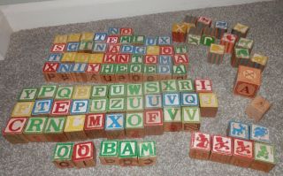 Vintage Wooden Alphabet Blocks Some Disney 98 Total