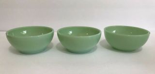 Set Of Three Vtg Fire King Jadeite Small Green Chili Cereal Bowls 5 " Across