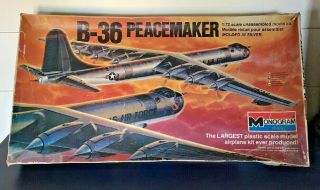 Vintage Monogram B - 36 Peacemaker Airplane 1/72 Scale Model Guc