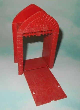 1950 - 60s Marx Medieval Castle Play Set Red Hard Plastic Drawbridge With Door