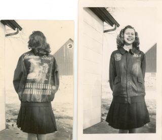 (2) Vintage B/w Snapshots - Girl Wearing Jerry 