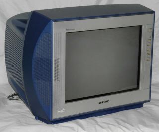 Sony Trinitron Kv - 13fm14 Flat Screen Tv - Vintage Retro Gaming 13 " Blue -