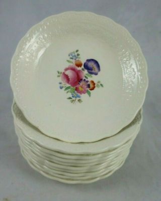 Vintage Spode Copeland Claudia Butter Pat Small Dish Jewel Embossed Floral 10 Pc