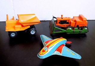 Vintage Tinplate,  Plastic Wind - Up & Friction Vehicles X 3 Inc Tri - Ang Minic,  Af