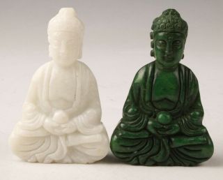 2 Retro Jade China Pendant Statue Guanyin Spiritual Bodhisattva Gift Enshrined