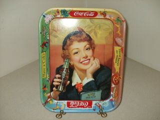 Coca Cola Serving Tray 1953 Thirst Knows No Season.  Menu Girl