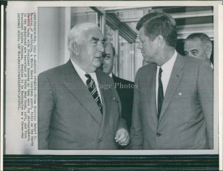 1963 Wire Photo Politics Robert Menzies President Kennedy Wa Prime Minister 7x9