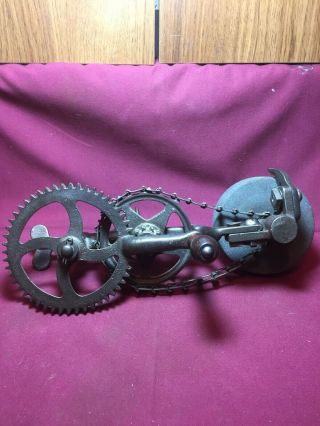 Antique Cast Iron Bench Clamp Grinder Wheel Hand Crank Vintage Sharpening Stone