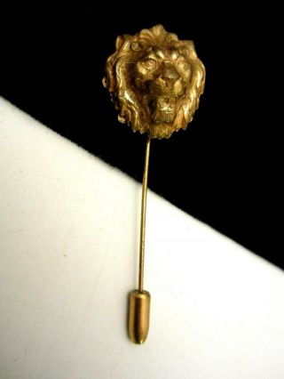 Rare Vintage 2 - 3/4 " Miriam Haskell Goldtone Lion Head Stick Pin A67
