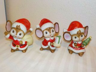 Vintage Homco 3 Christmas Santa Mice Mouse 5405