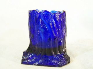 Summit Glass Russ Vogelsong Tree Trunk Vase / Toothpick w/ Owl COBALT BLUE 2