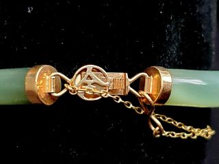 Vintage Chinese 14k Gold Nephrite/jade Linked Bangle Bracelet
