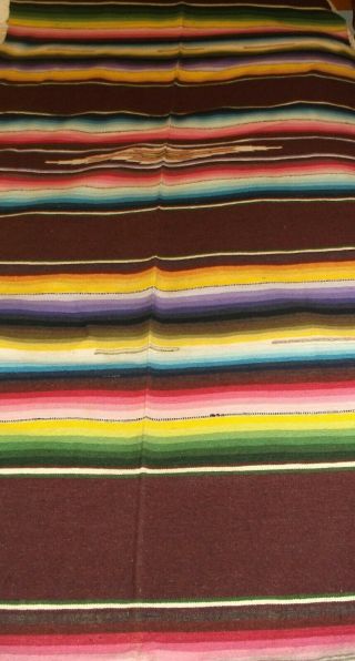 Vintage Wool Mexican Saltillo Serape Blanket Rug lg 89 