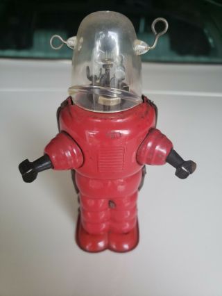 Vintage Robby The Robot Red Mechanical Wind - Up - Tin Toys Antique Japan