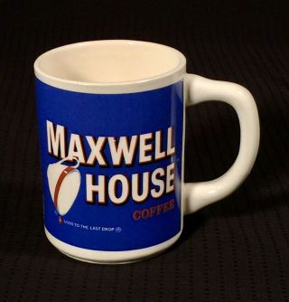 Vintage Retro Maxwell House Coffee Mug Cup Blue “good To The Last Drop” Usa