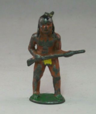 Vintage Barclay Lead Toy Native American Indian With Gun Rifle 3 1/4 " Tall