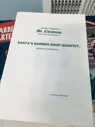Vintage Mr Christmas Santa ' s Barber Shop Quartet Animated Musical w/ Box 1999 3