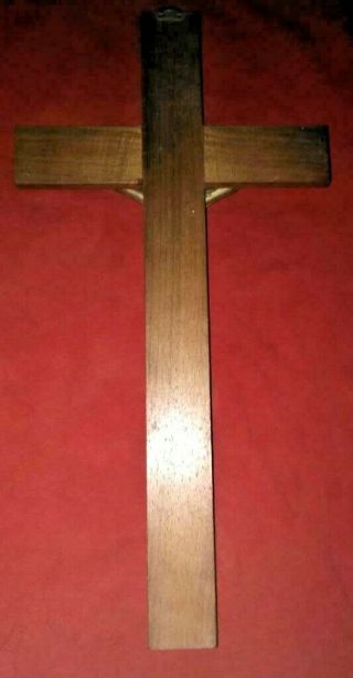 LARGE VINTAGE CRUCIFIX Catholic Cross of Jesus Christ pearlized celluloid inlay 3