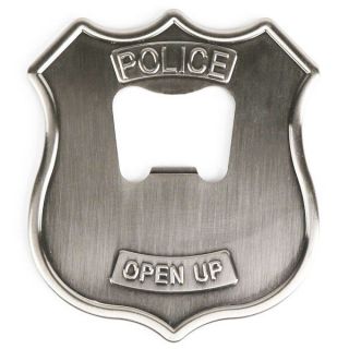 Kikkerland Open Up Police Badge Shaped Bottle Opener Stainless Steel Bo08