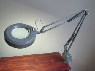 Magnifier Lamp Vintage Industrial Luxo Articulating Metal Task Work Table Clamp