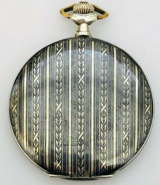 Antique Russian Empire Pocket Watch 84 Silver Case Niello Art For Parts/repair