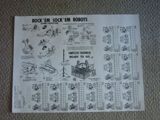 Marx Rockem Sockem Robots Fullsize Assembly Instructions,  Scorecards Sheet