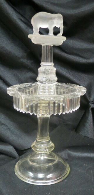 Rare Eapg 1880 Era Jumbo Figural Glass Spoon Holder Stem Is Missing Canton