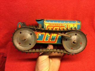 Scarce Early Vtg General Metal Toys Tin Litho Wind - Up Tank Bulldozer Toy Tractor