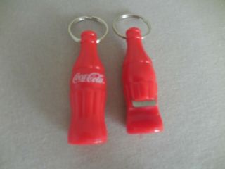 2 Red Coca - Cola Bottle / Bottle Opener & Keychains