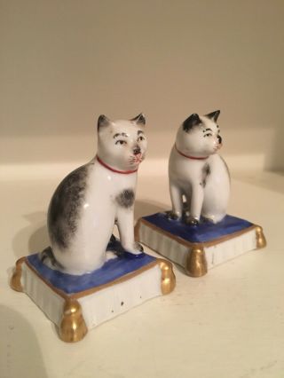 Antique Staffordshire Style Miniature German Cats.  Marked