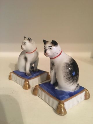Antique Staffordshire Style Miniature German Cats.  Marked 3